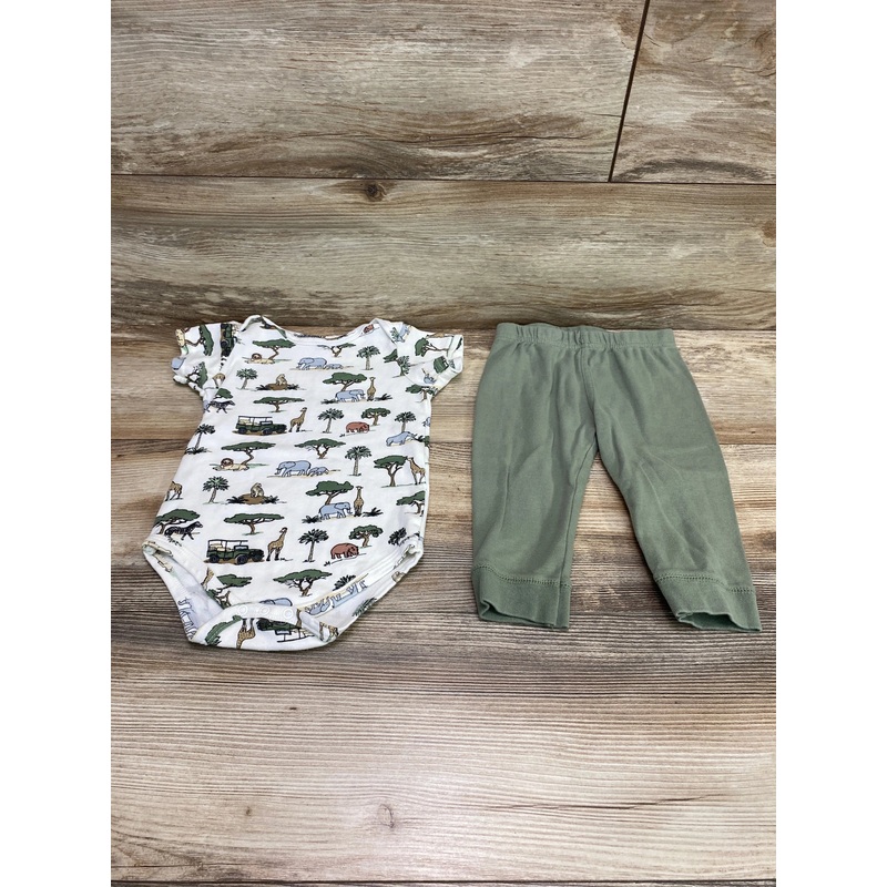 Hudson Baby 2pc Animal Print Bodysuit & Pants White sz 24m