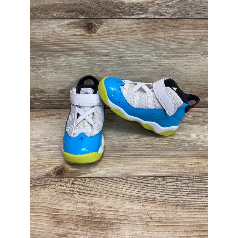 Jordan 6 Rings TD ‘White Light Blue Fury’ Sneakers sz 8c