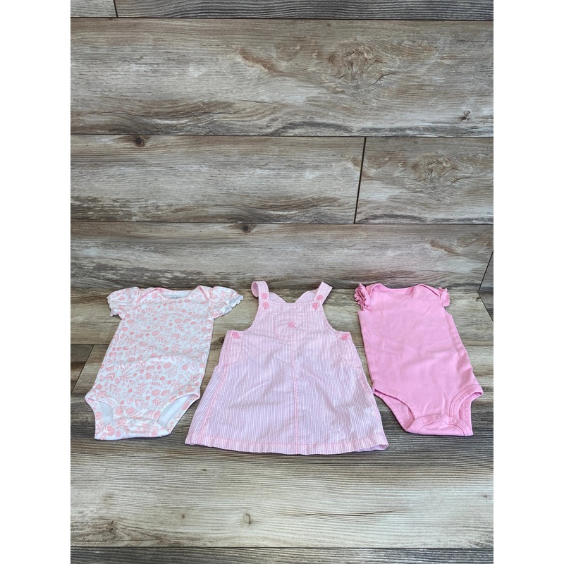 Just One You 3pc Striped Jumper Dress Set Pink sz 12m