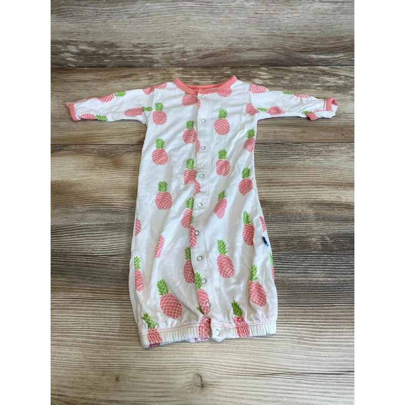 Kickee Pants Pineapple Convertible Gown White sz Newborn
