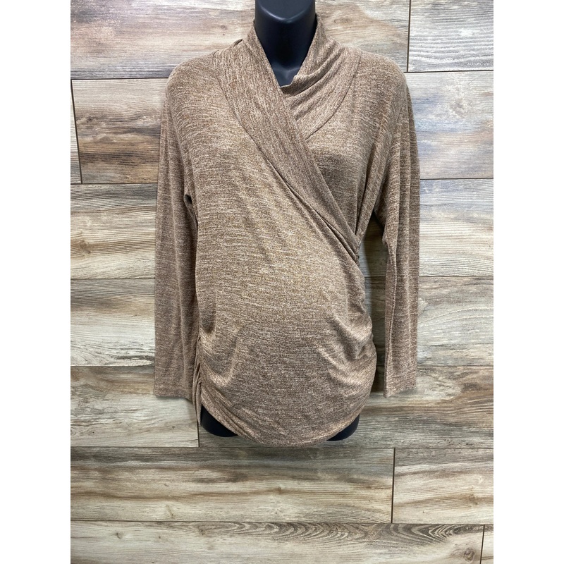 Long Sleeve Ruched Nursing Shirt Brown sz Large