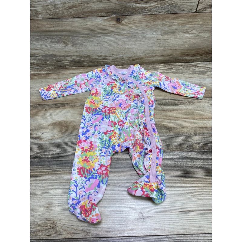 Mini Hop Floral Ruffle Trim Sleeper Pink sz 9m
