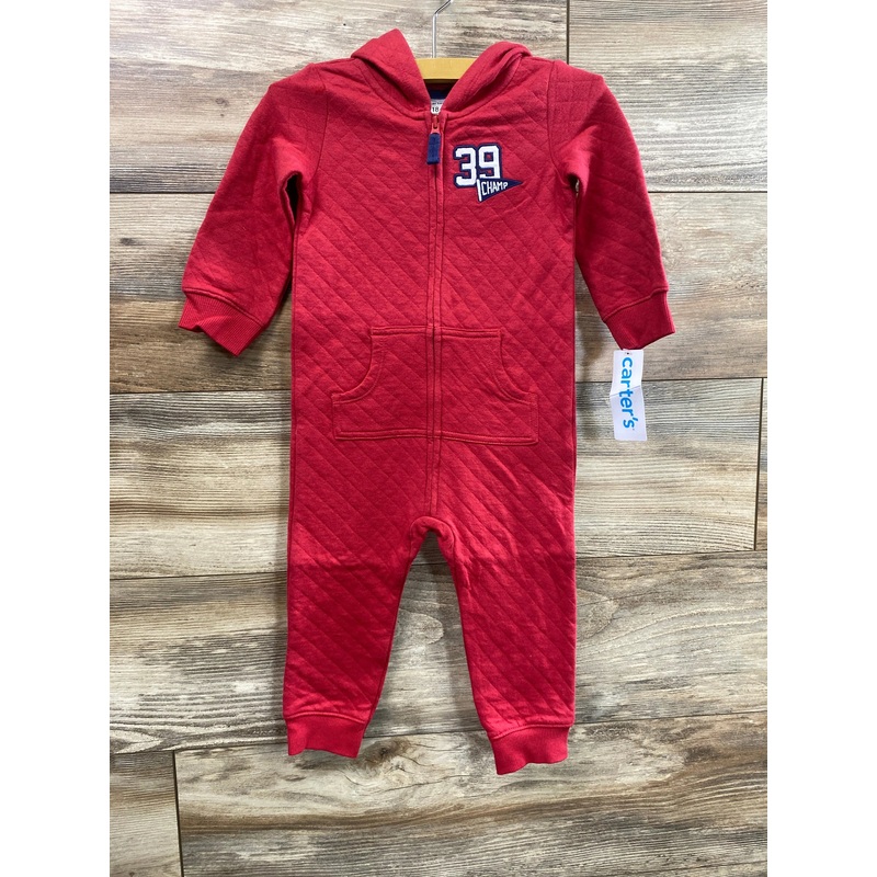 NEW Carter’s Sporty Double Knit Red Jumpsuit sz 18m