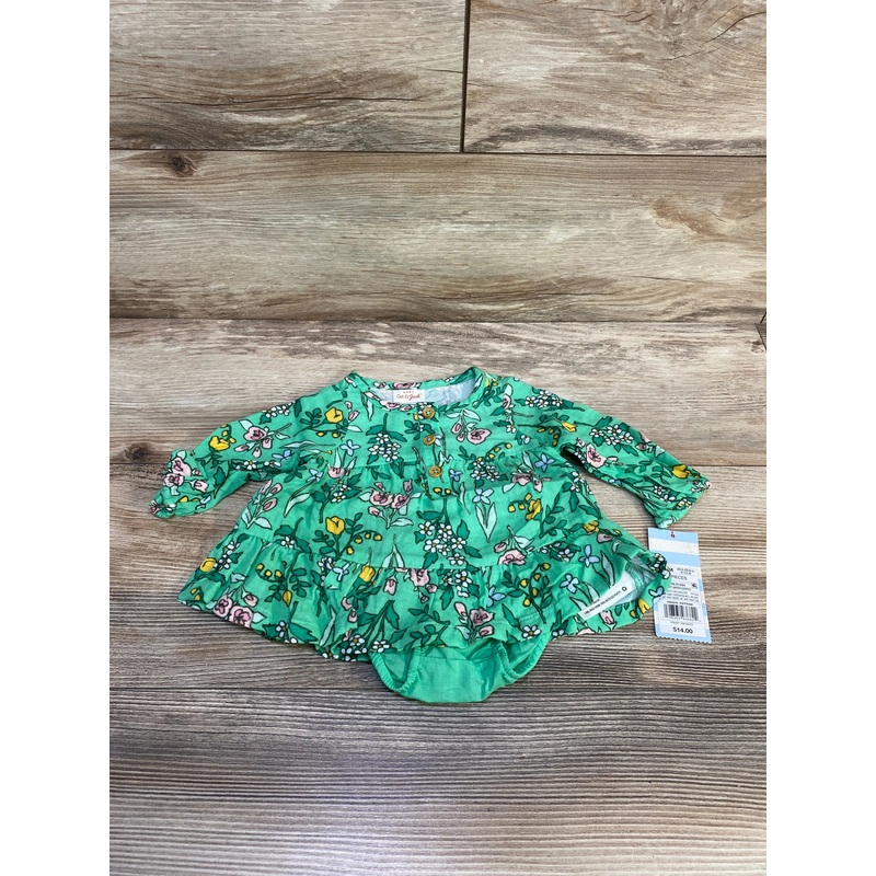 NEW Cat & Jack Floral Henley Dress & Bloomers Green sz 0-3m