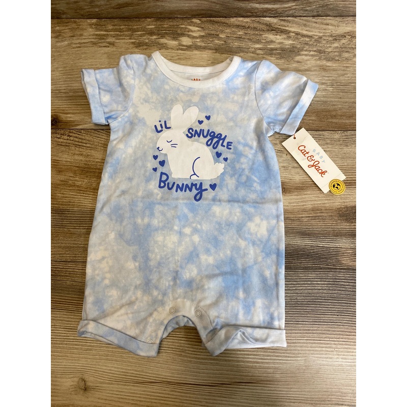 NEW Cat & Jack Lil Snuggle Bunny Romper Blue sz 6-9m