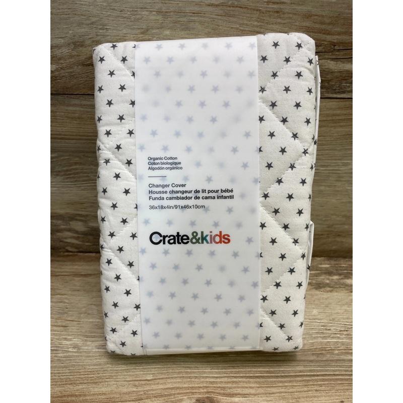 NEW Crate & Kids Modern Star Organic Brushed Cotton White Changing Pad Cover