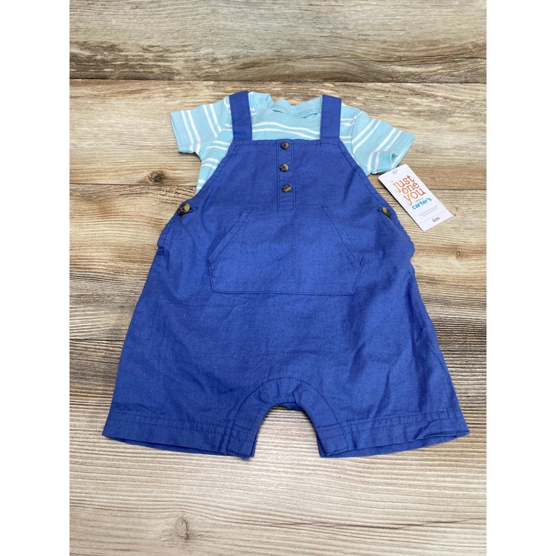 NEW Just One You 2pc Striped Shirt & Shortall Blue sz 6m
