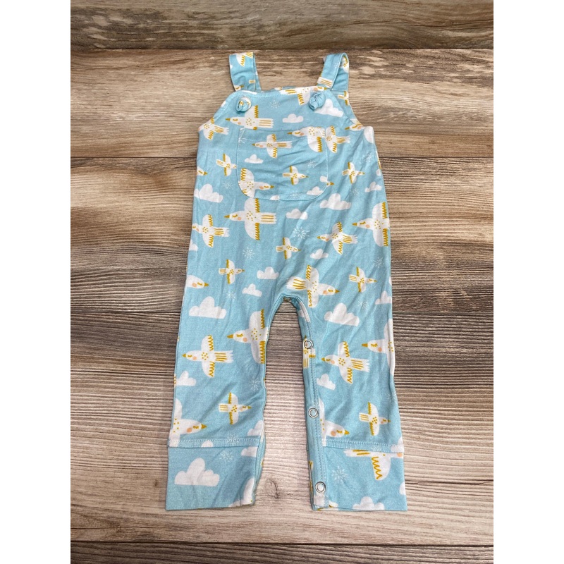 NEW Larkspur Bird Print Overalls Blue sz 3-6m