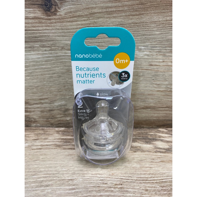 NEW Nanobebe Silicone Nipples Slow Flow 2pk