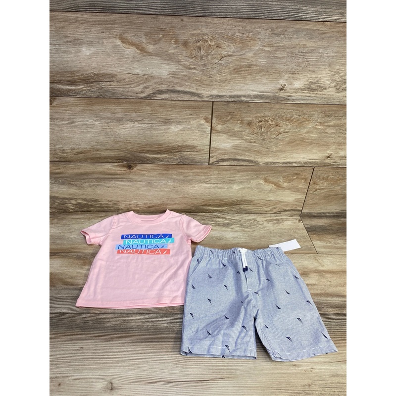 NEW Nautica 2pc Logo Shirt & Shorts Pink sz 12m
