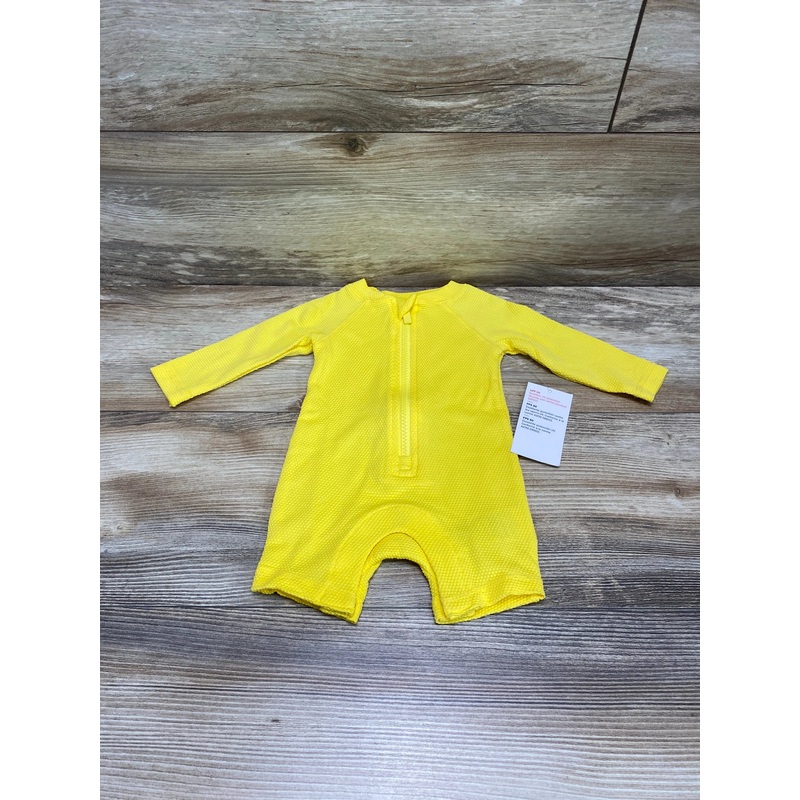NEW Old Navy Textured Zip-Front Rashguard Romper Swimsuit Yellow sz 0-3m