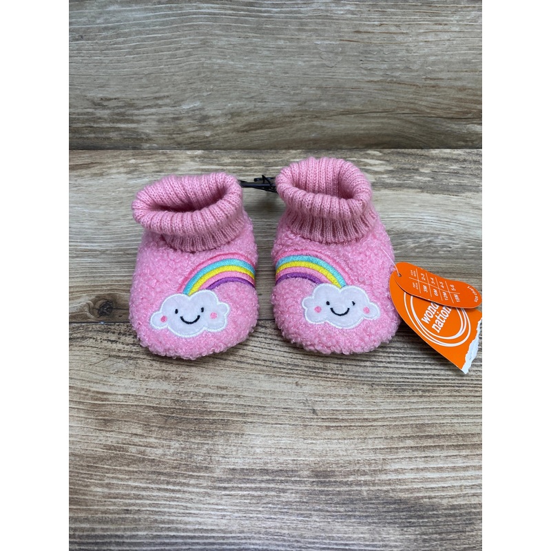NEW Wonder Nation Rainbow Bootie Slippers Pink Sz 2c