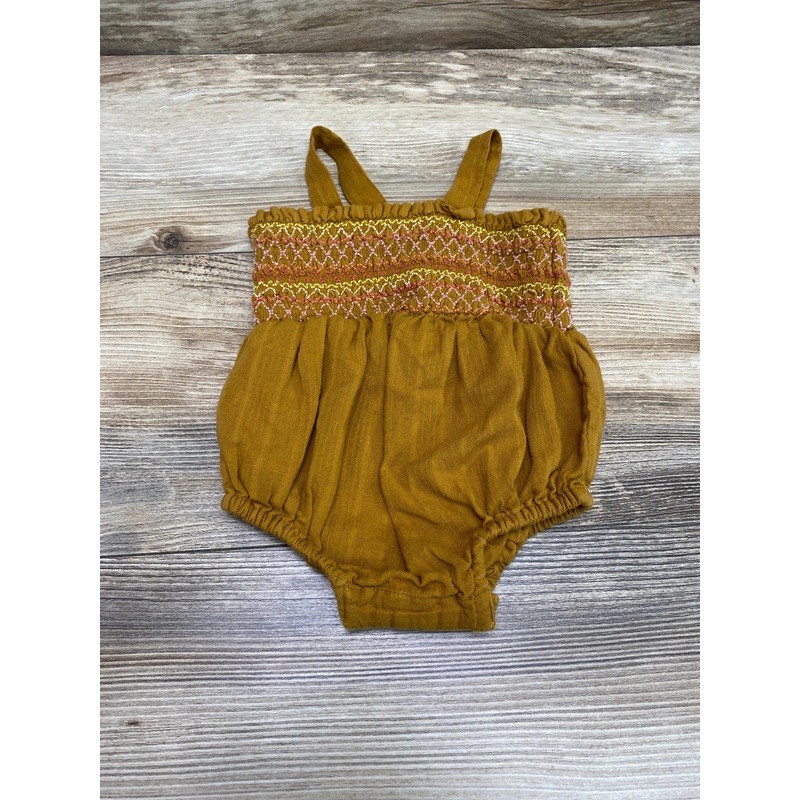 Old Navy Smocked Embroidered Romper Brown sz 0-3m
