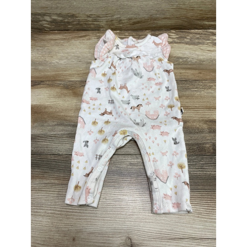 Rabbit + Bear Animal Print Romper White sz 0-3m