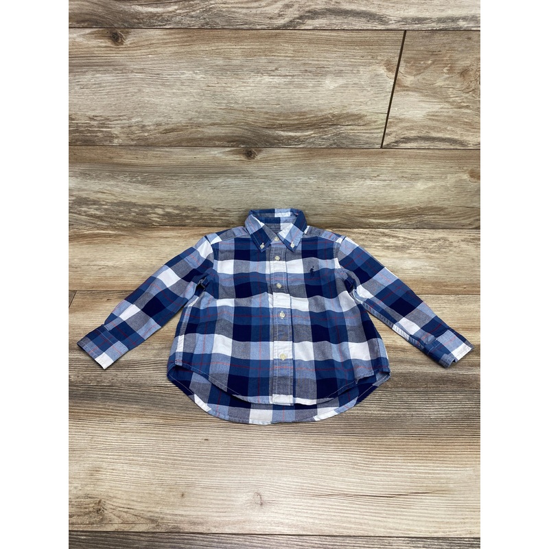 Ralph Lauren Plaid Button Down Shirt Blue sz 2T