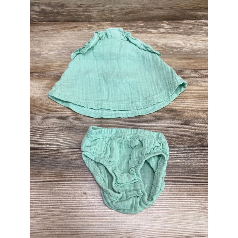 Starting Out 2pc Muslin Top & Bottoms Green sz Newborn