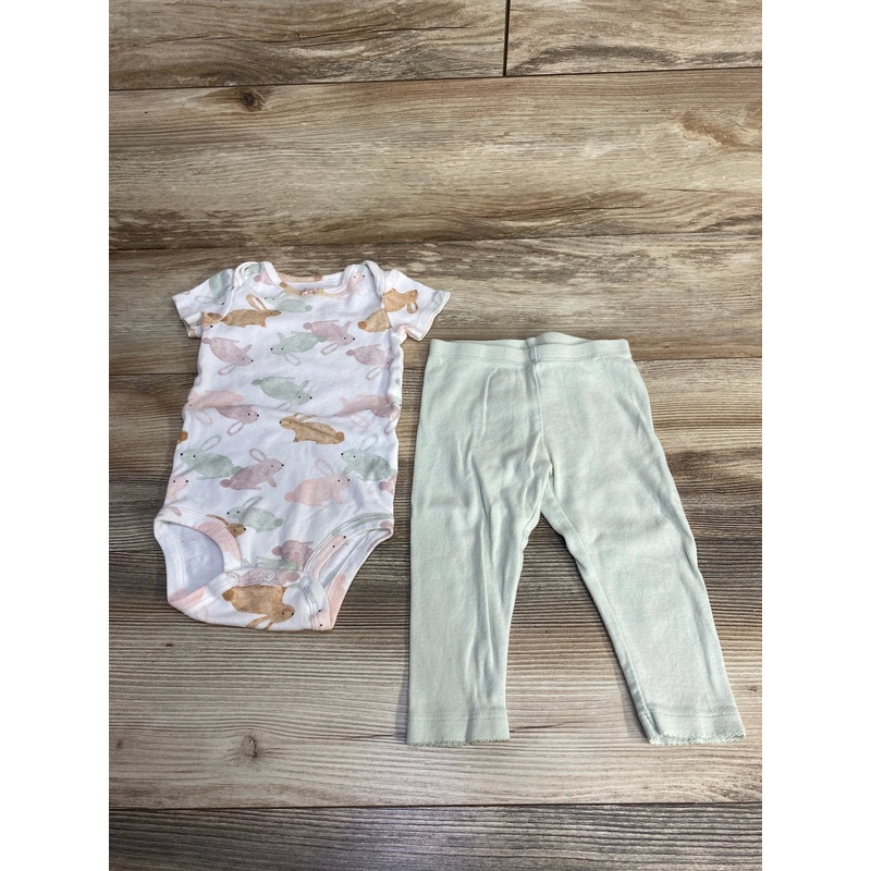 Carter’s 2pc Bunny Print Bodysuit & Pants White sz 12m