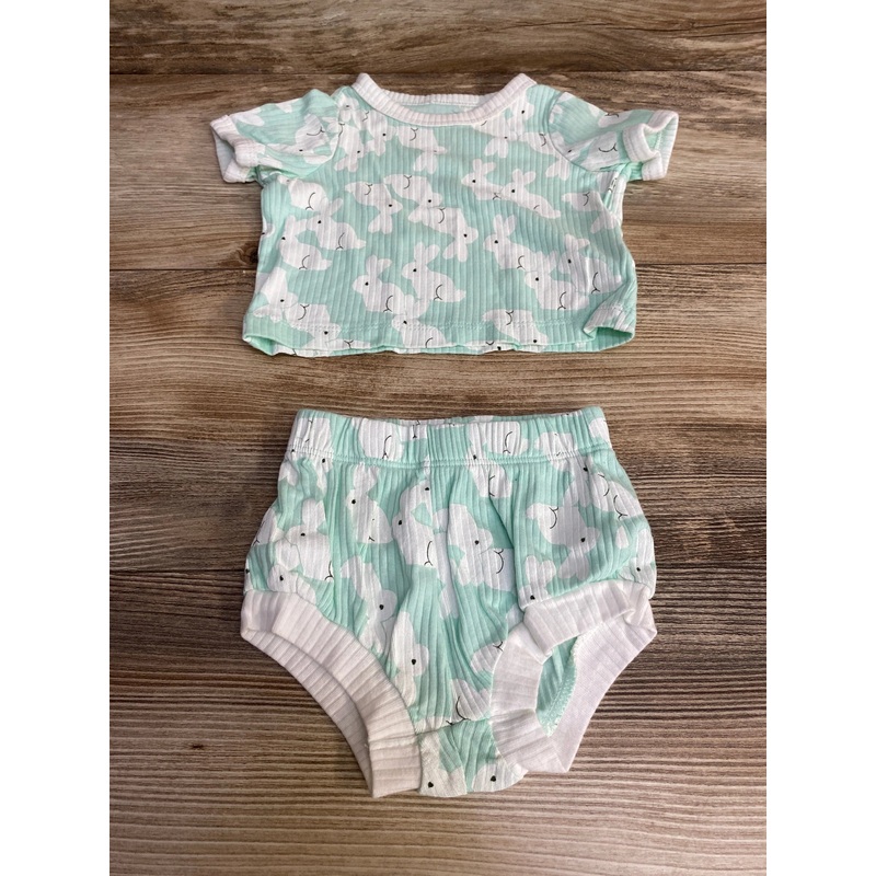 Cat & Jack 2pc Bunny Print Shirt & Shorts Mint sz 0-3m