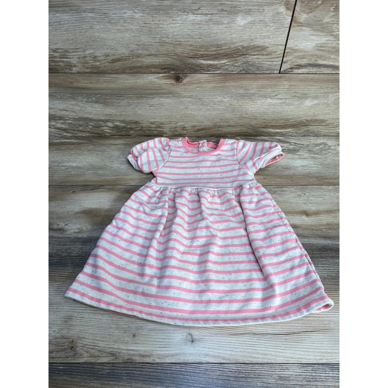 Cat & Jack Striped Puff Sleeve Dress White/Pink sz 2T