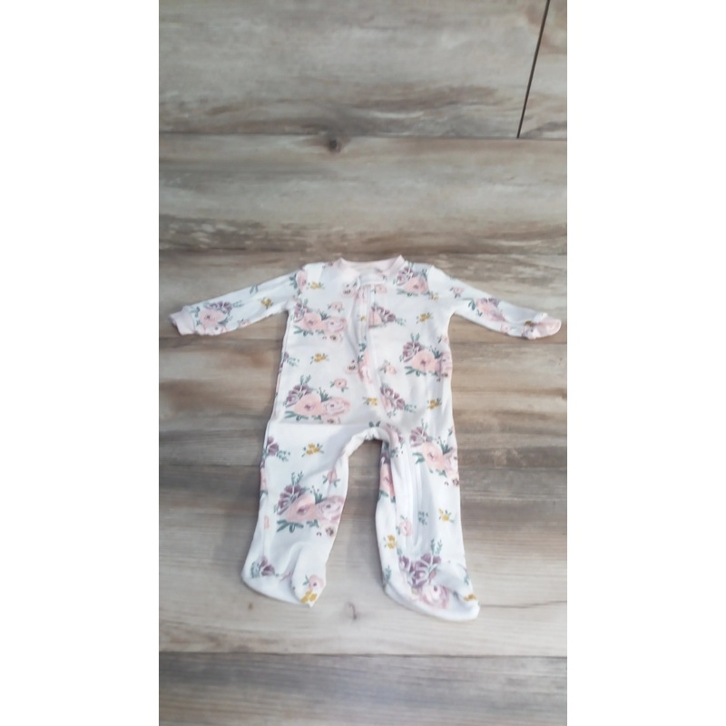 Chick Pea Floral  Sleeper White  sz 0-3m