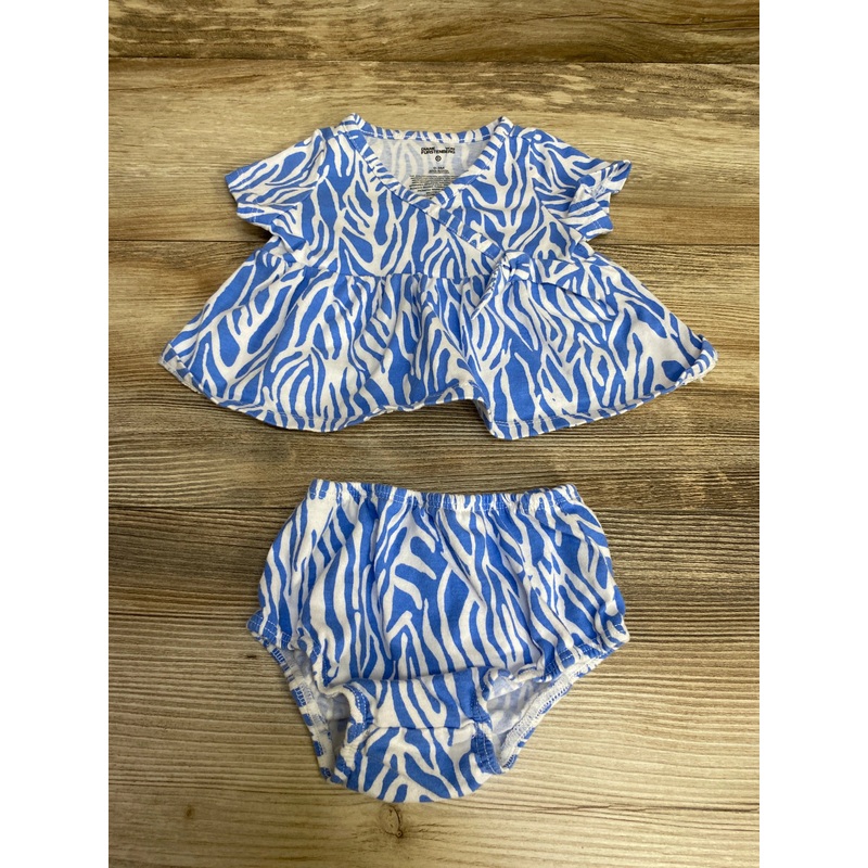 Diane Von Furstenberg 2pc Faux Wrap Top & Bloomers Blue sz 0-3m