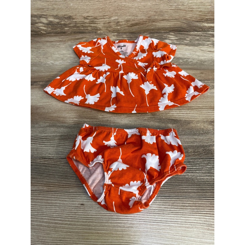 Diane Von Furstenberg 2pc Faux Wrap Top & Bloomers Orange sz 0-3m