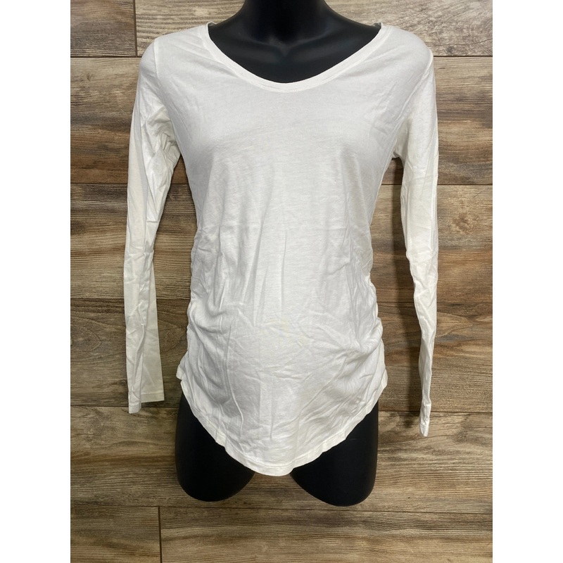 Isabel Maternity Long Sleeve Ruched Shirt White sz Small