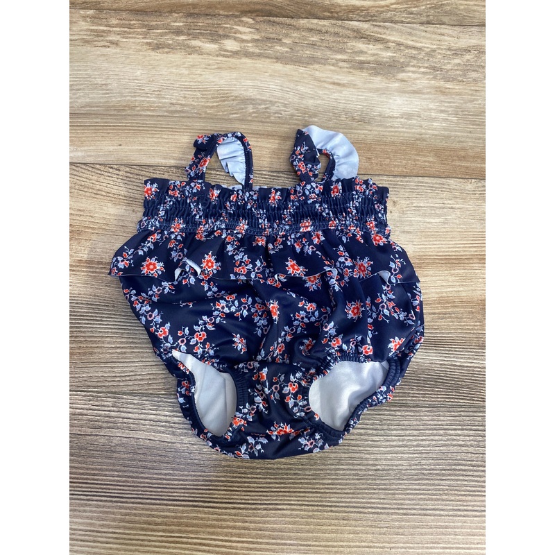Janie and Jack 1pc Smocked Floral Swimsuit Navy sz 0-3m