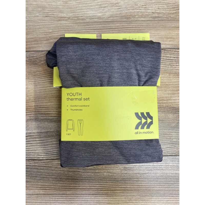 NEW All in Motion Youth Thermal Set Heather Black Sz 6/7