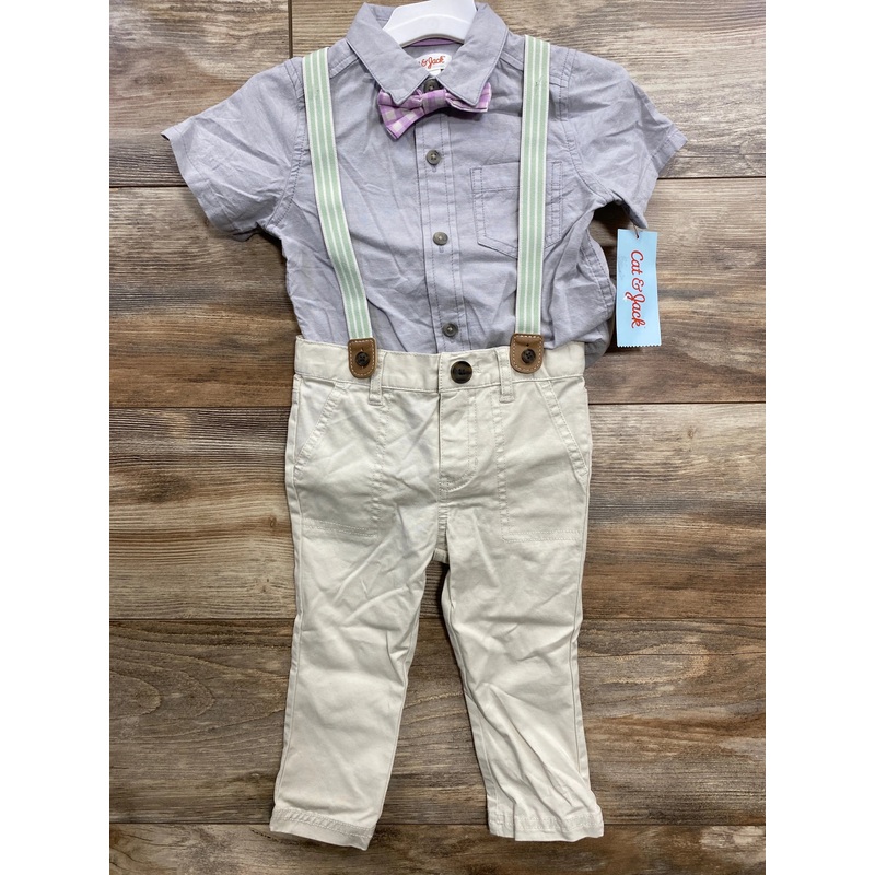 NEW Cat & Jack 4pc Suspender Set Grey sz 18m