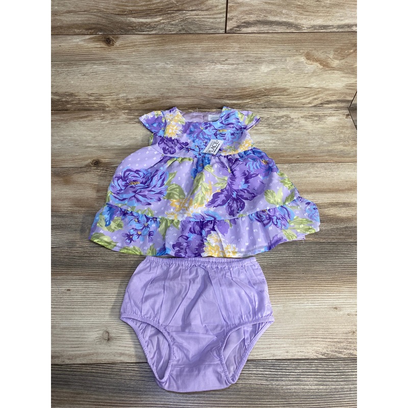 NEW Children’s Place Tiered Floral Dress & Bloomers Purple sz 9-12m