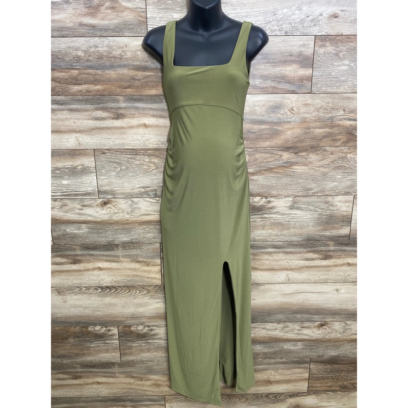 NEW Club L Maternity Avril Square Neck Maxi Dress Olive sz 6/Small