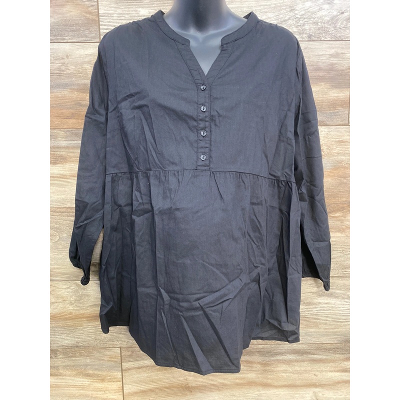 NEW Isabel Maternity Button Front Shirt Black sz Large