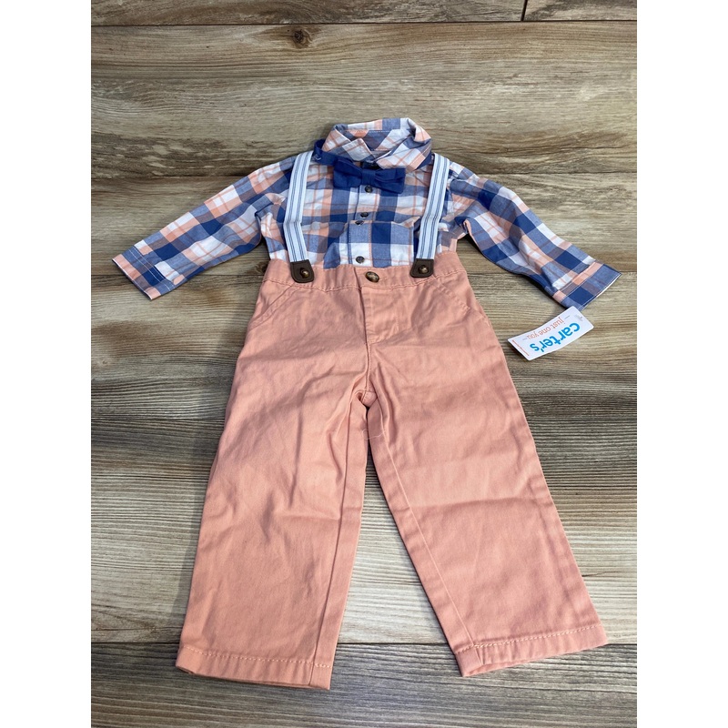 NEW Just One You 4pc Plaid Button-Up Suspender Set Blue sz 12m
