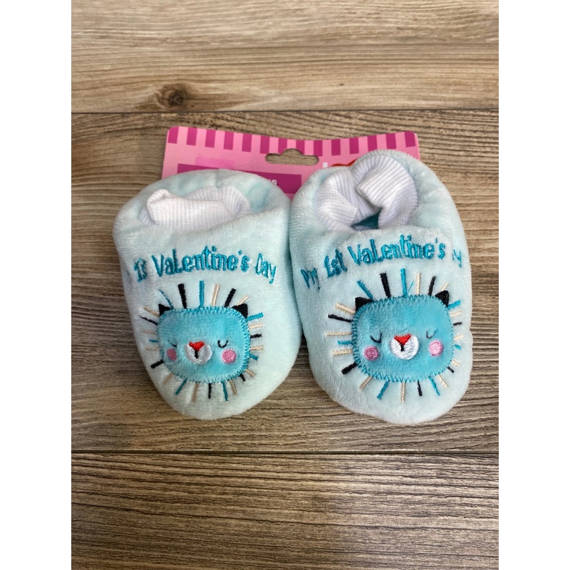NEW Love In The Air Baby Booties “My 1st Valentine’s Day” Blue sz 0-6m