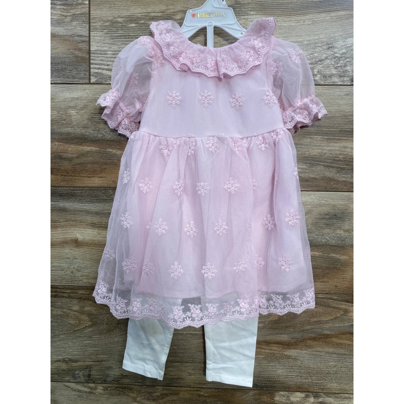 NEW Nannette Baby 2pc Embroidered Dress & Leggings Pink sz 24m