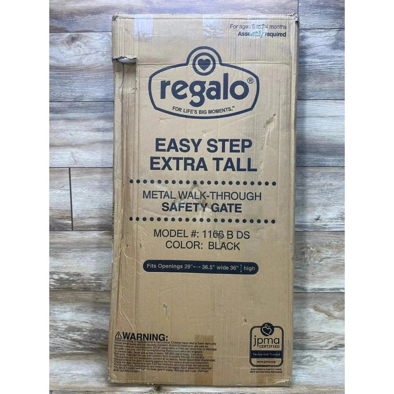 NEW Regalo Extra Tall Easy Step Metal Walk Through Baby Gate Black