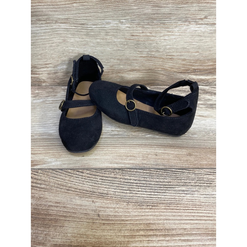 Old Navy Faux-Suede Double-Strap Ballet Flats Black Sz 6c
