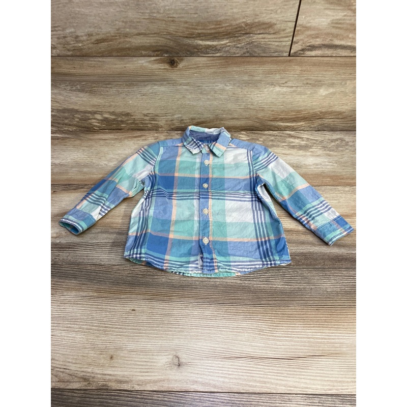 OshKosh Plaid Button-Up Shirt Green sz 18m