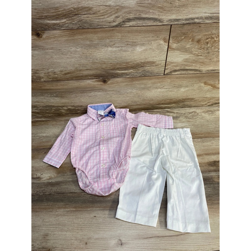 Starting Out 3pc Gingham Button-up Bodysuit Set Pink sz 3-6m