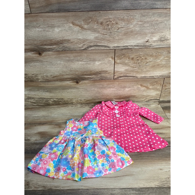 Bonnie Baby 2pc Floral Dress & Coat Pink/White sz 3-6m