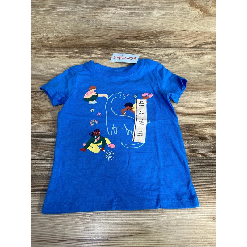 NEW Cat & Jack Chalk Drawing Shirt Blue sz 2T Blue 2T