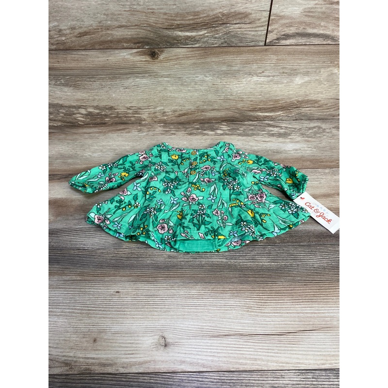 NEW Cat & Jack Floral Henley Dress & Bloomers Green sz 0-3m Green Newborn