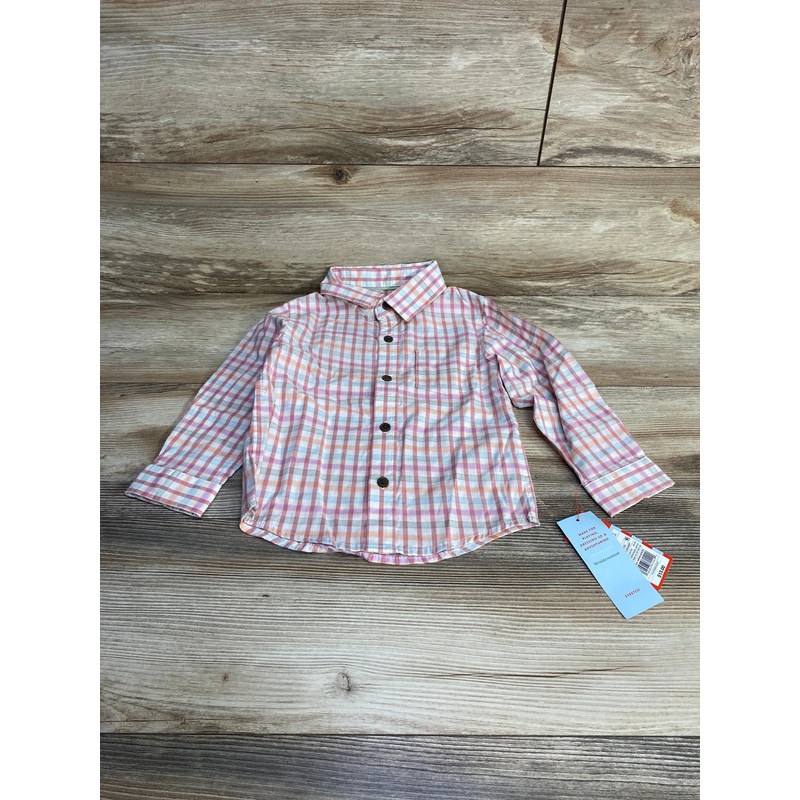 NEW Cat & Jack Plaid Button-Up Shirt Pink sz 3T
