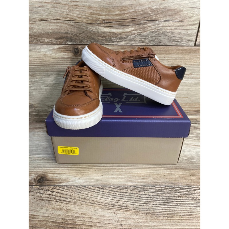 NEW Flag Ltd. Cameron Leather Zip Oxford Sneakers Tan sz 9c