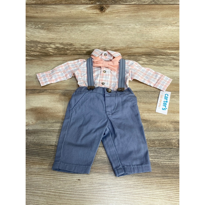 NEW Just One You 4pc Plaid Button-Up Suspender Set Pink sz Newborn Pink Newborn
