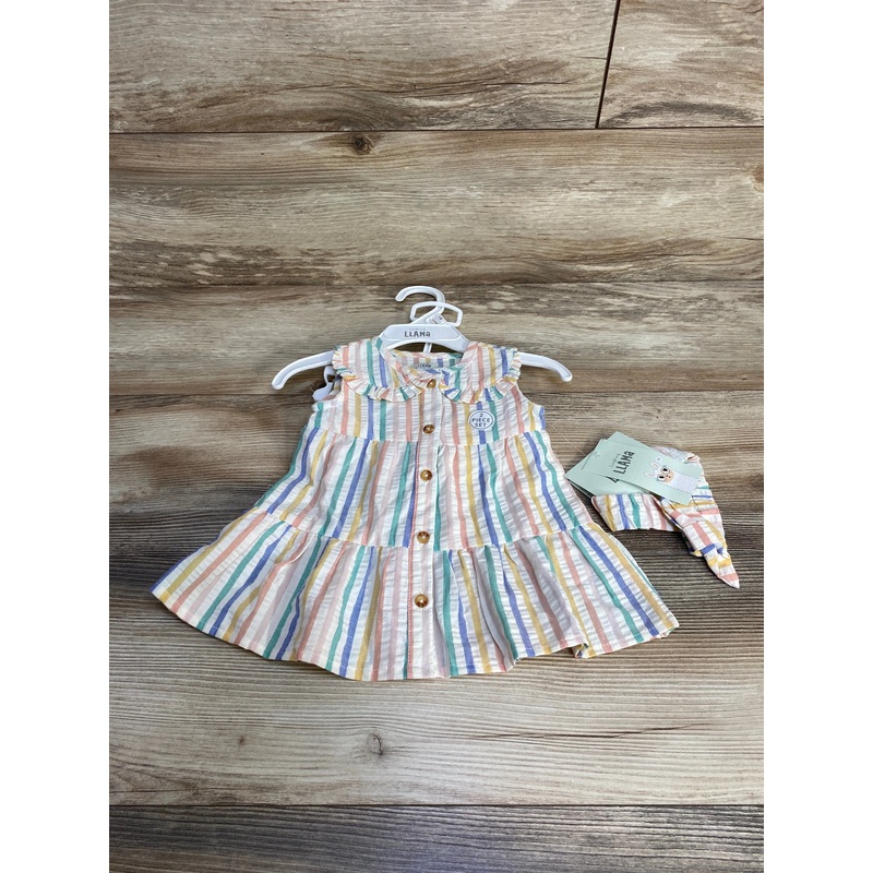 NEW Laughing Llama 3pc Striped Dress Set White sz 3m White 3m