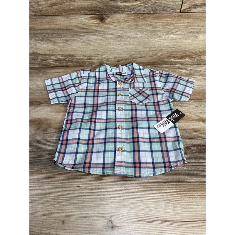 NEW Mick Mack Plaid Button Up Shirt Mint sz 24m Green 24m