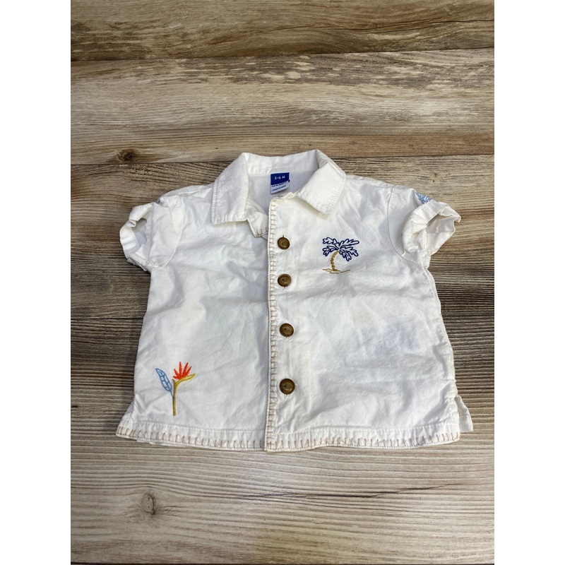 Old Navy Embroidered Button Up Shirt White sz 3-6m