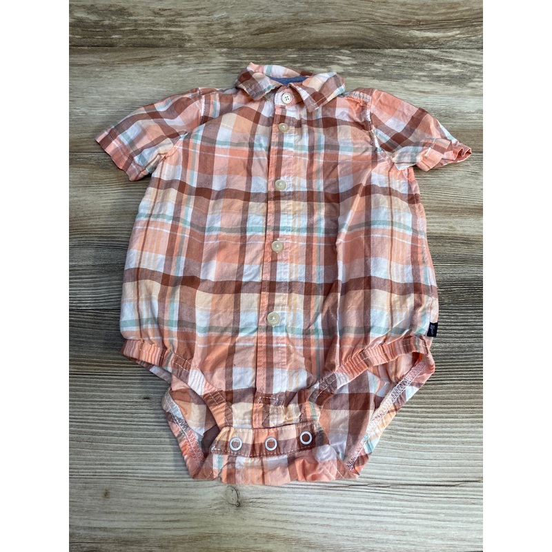 Oshkosh Plaid Button Up Bodysuit Pink sz 18m